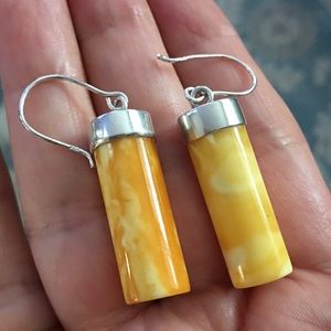 Natural Baltic butterscotch amber silver earrings